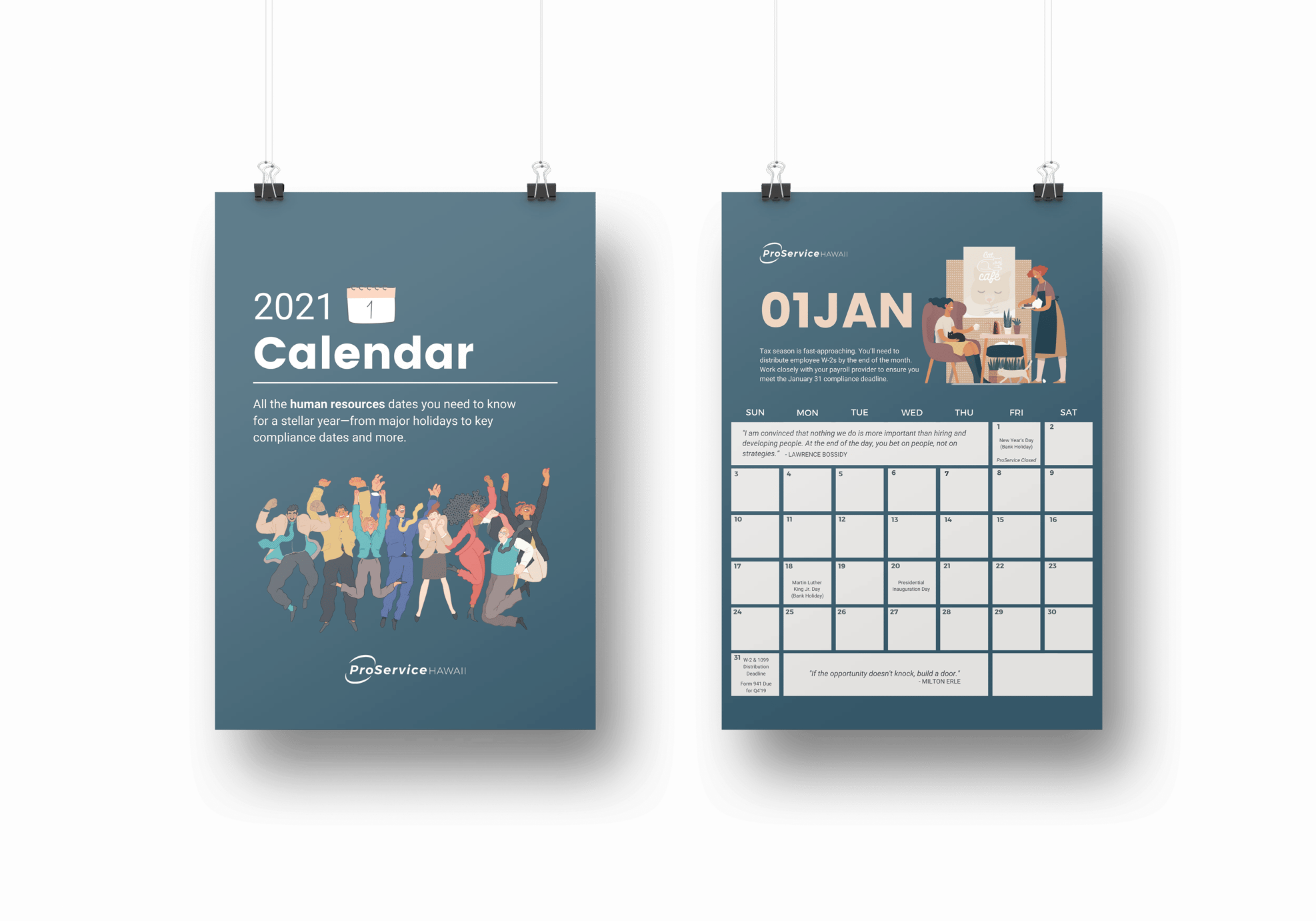 2021 Human Resources Calendar ProService Hawaii