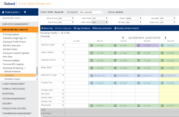 The scheduler makes creating employee schedules painless.